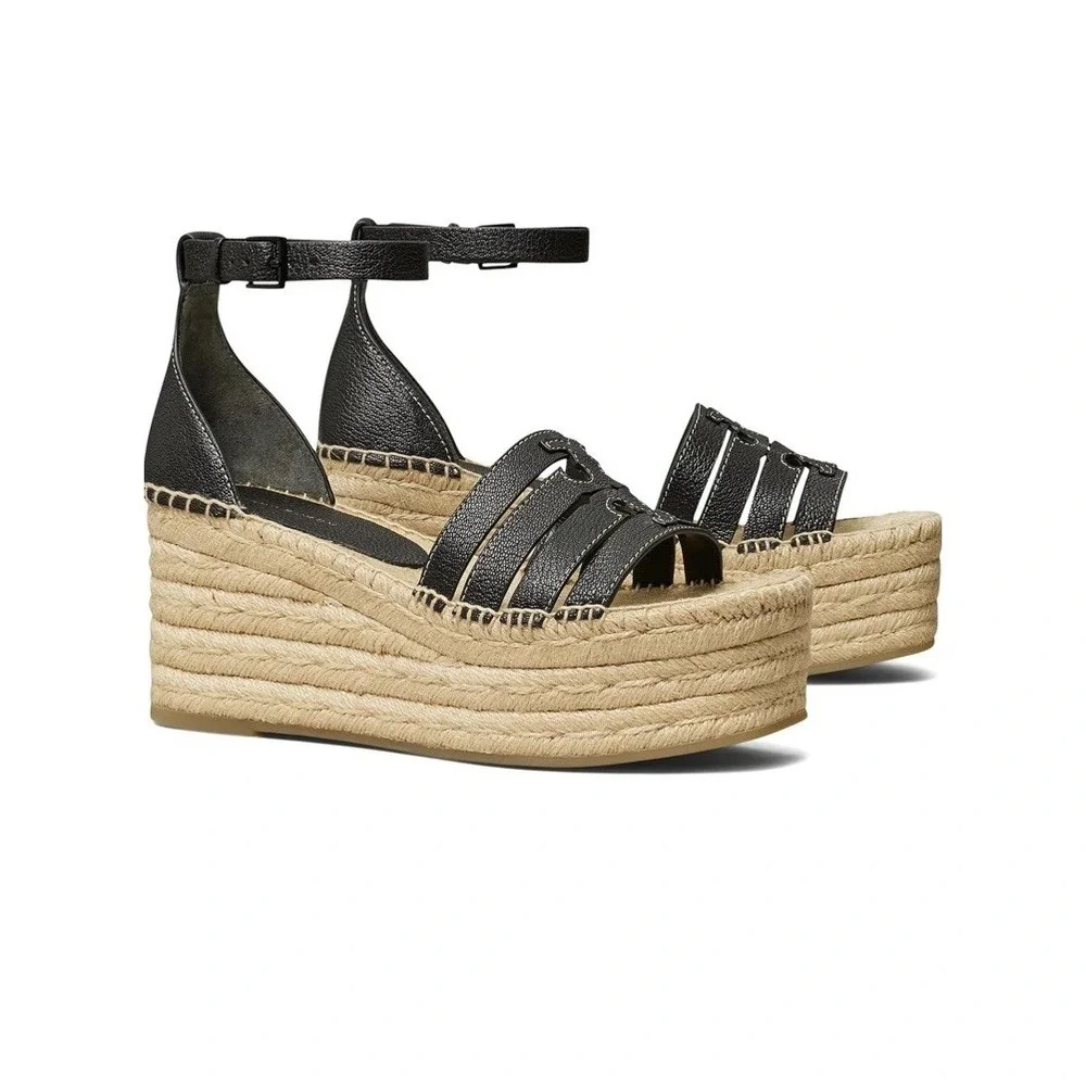 Tory Burch Women's 80 Mm INES Cage Wedge Espadrille Platform NIB